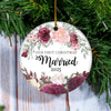 Our First Christmas Married Mr And Mrs 2025 Flower For Wedding Newlywed Couple (11) 2025 Christmas Tree Ornament | siriusteestore