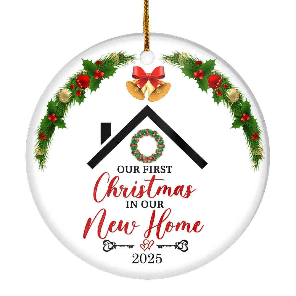 Our First Christmas in Our New Home 2024 Ornament Mr & Mrs Newlywed New House Housewarming Romantic Xmas Tree Couples Ideas Gift Christmas Tree Ornament | siriusteestore
