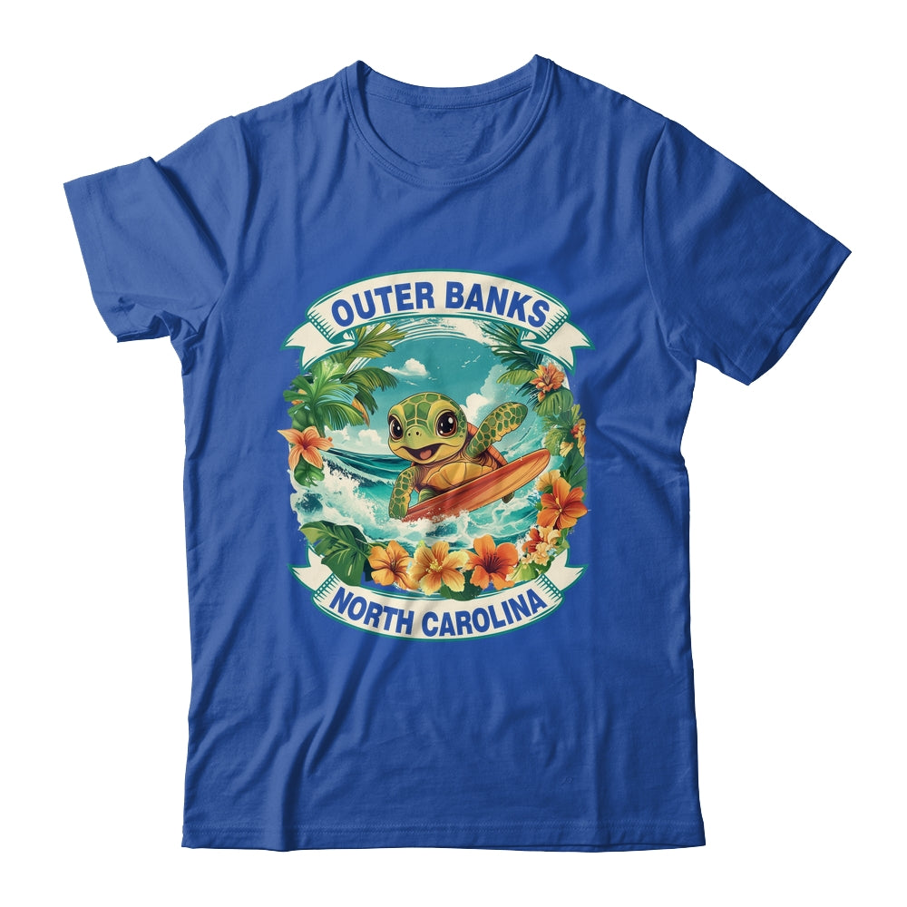 Outer Banks North Carolina Cute Sea Turtle Surfing Summer Vacation Shirt & Tank Top | siriusteestore