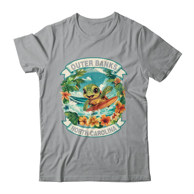 Outer Banks North Carolina Cute Sea Turtle Surfing Summer Vacation Shirt & Tank Top | siriusteestore