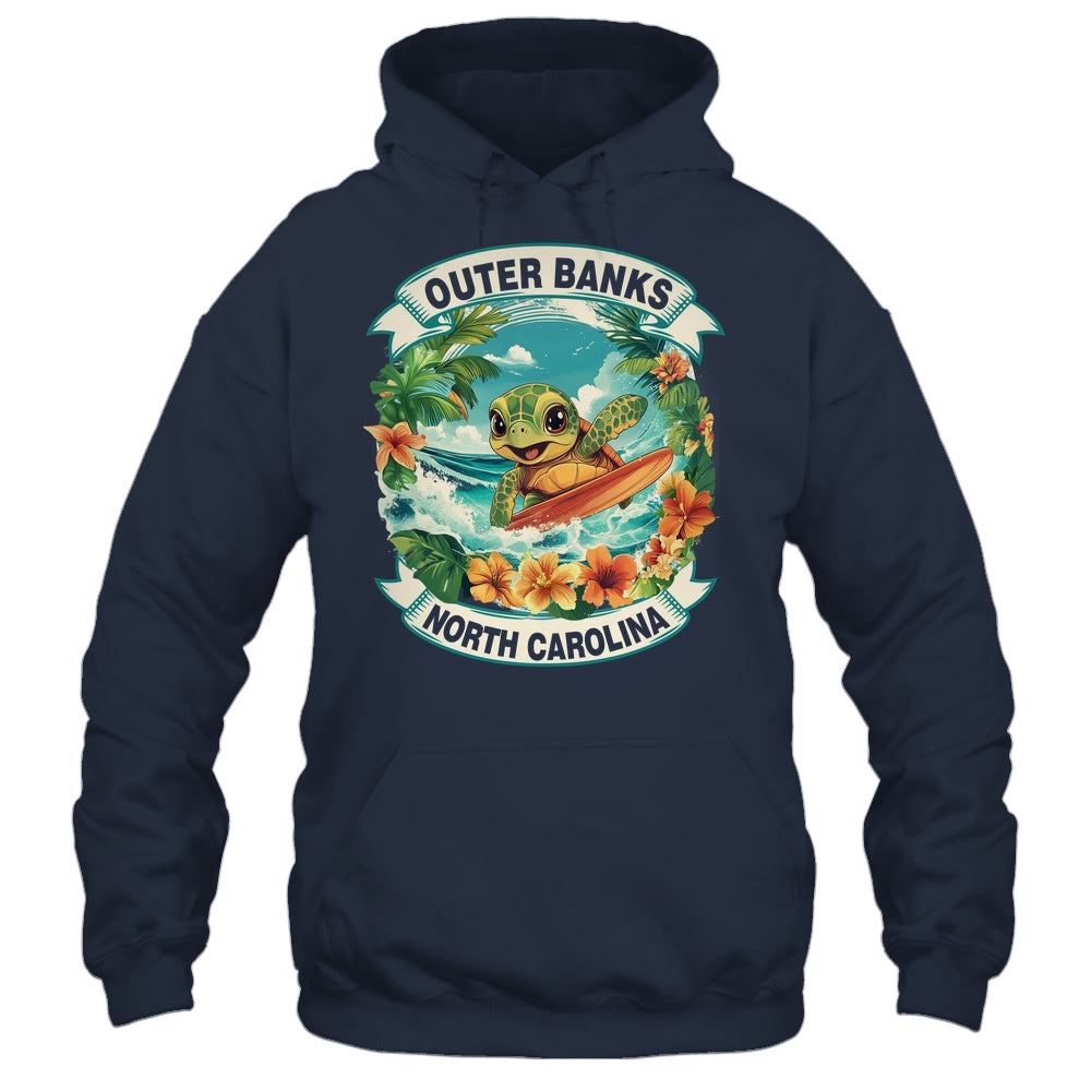 Outer Banks North Carolina Cute Sea Turtle Surfing Summer Vacation Shirt & Tank Top | siriusteestore