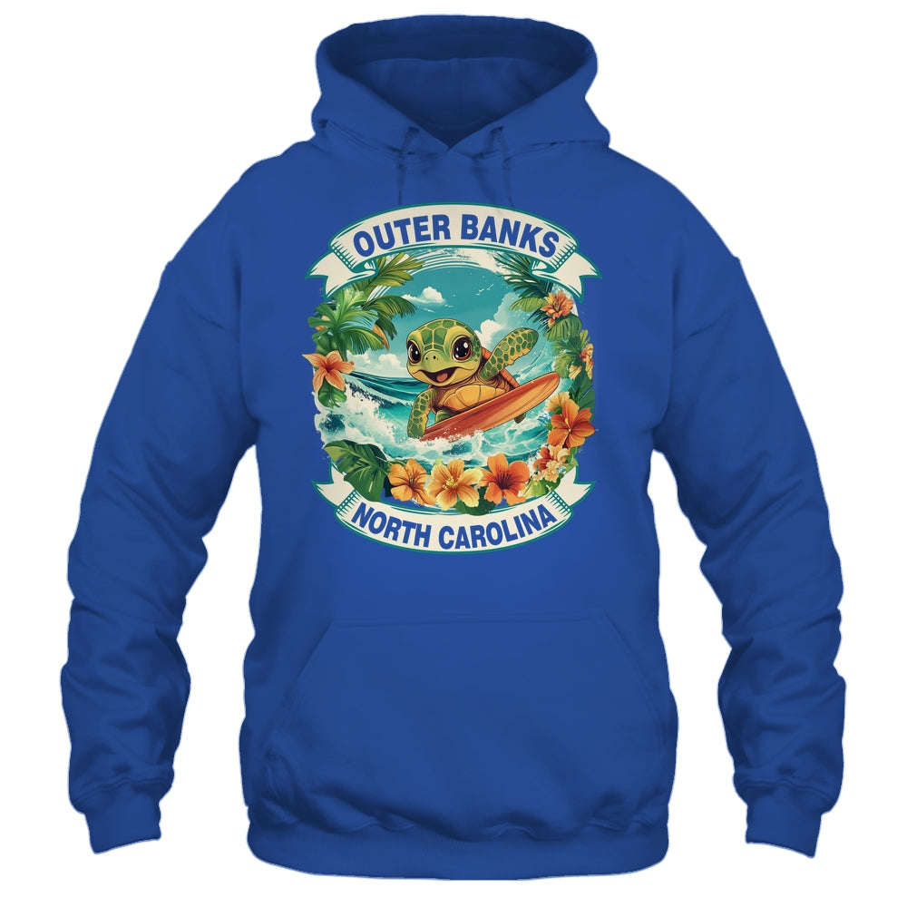 Outer Banks North Carolina Cute Sea Turtle Surfing Summer Vacation Shirt & Tank Top | siriusteestore