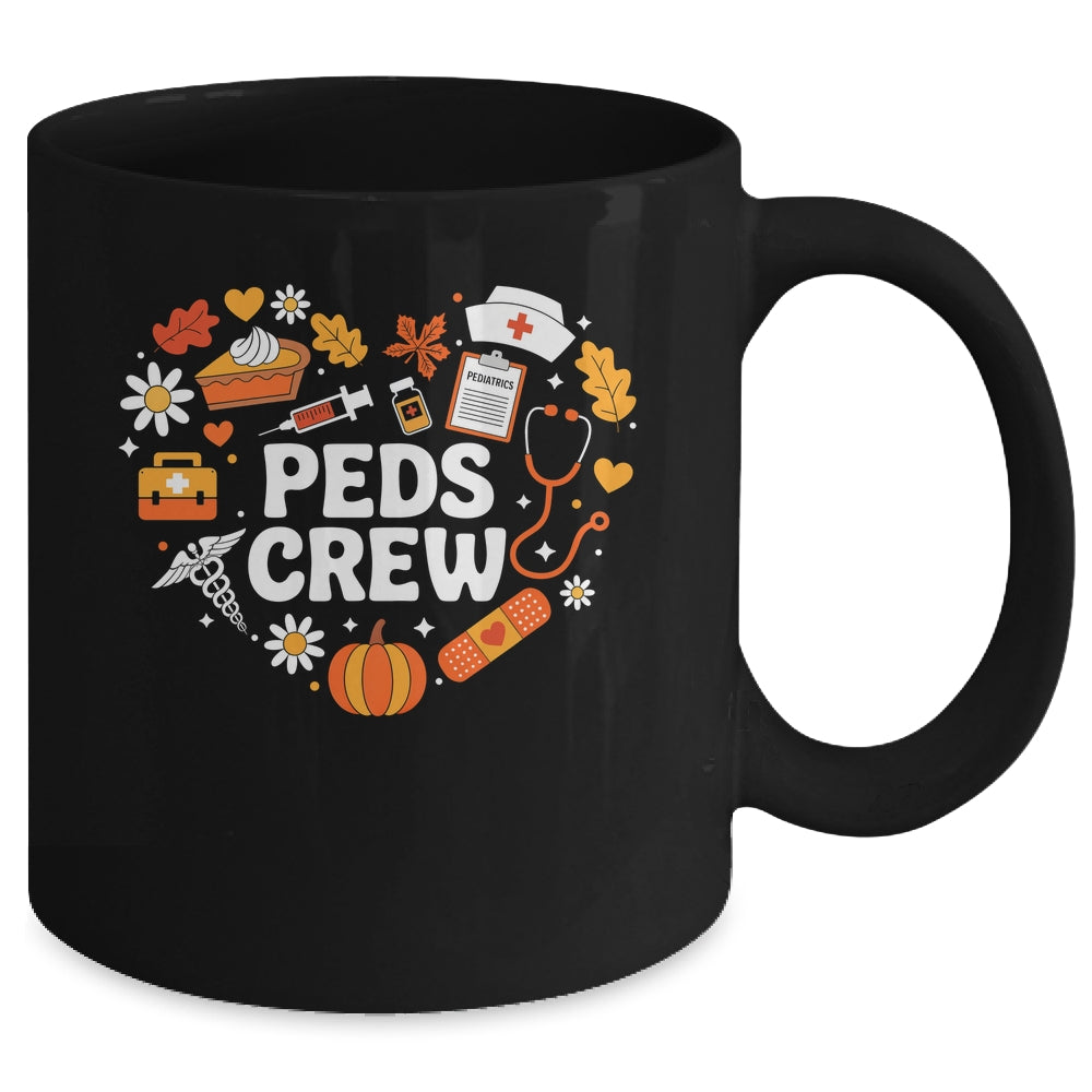 PEDS Crew Nurse Fall Heart Pediatric Pumpkin Thanksgiving Mug | siriusteestore