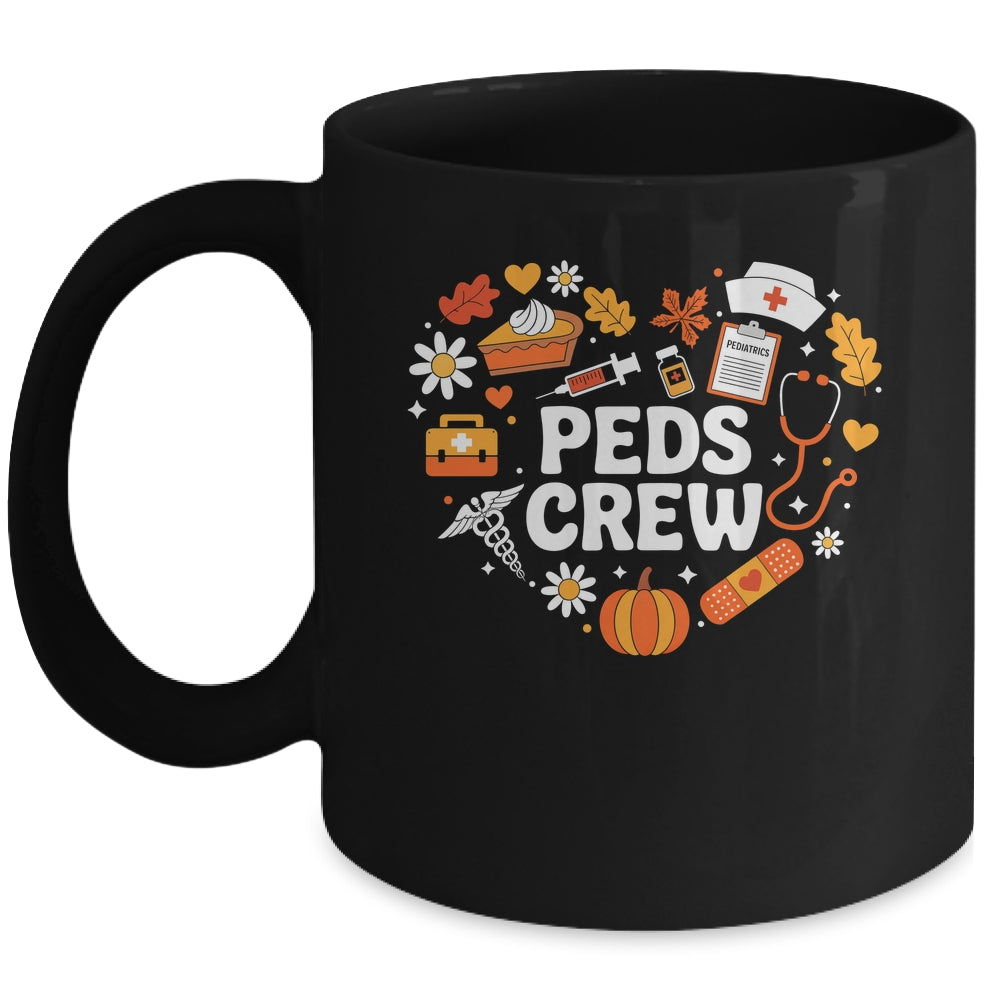 PEDS Crew Nurse Fall Heart Pediatric Pumpkin Thanksgiving Mug | siriusteestore