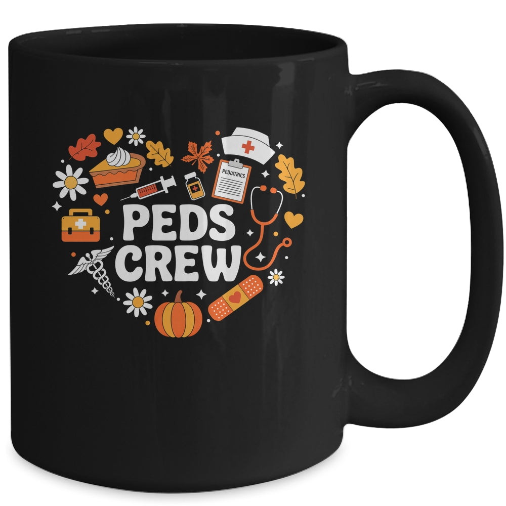 PEDS Crew Nurse Fall Heart Pediatric Pumpkin Thanksgiving Mug | siriusteestore