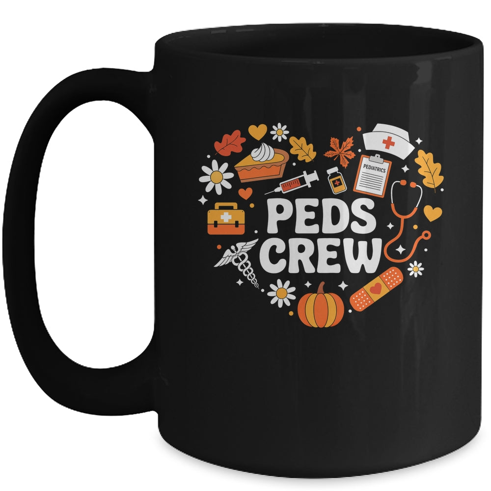 PEDS Crew Nurse Fall Heart Pediatric Pumpkin Thanksgiving Mug | siriusteestore
