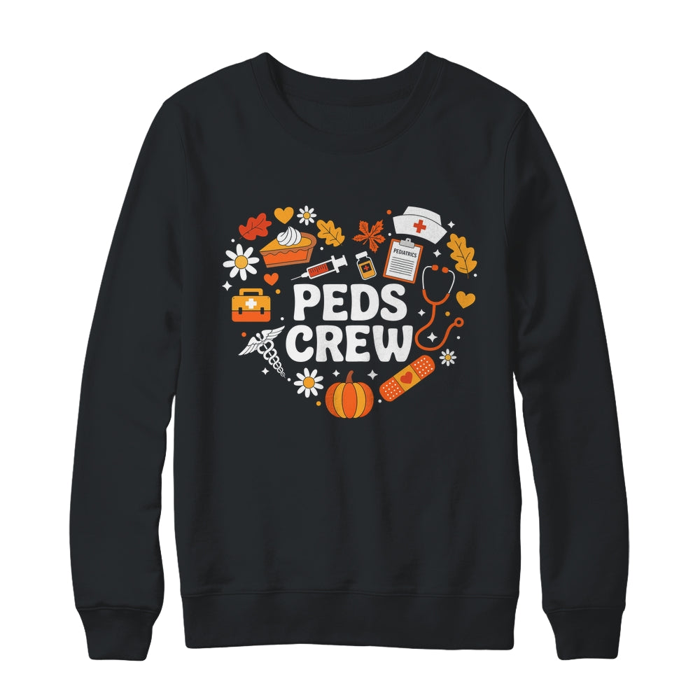 PEDS Crew Nurse Fall Heart Pediatric Pumpkin Thanksgiving Shirt & Sweatshirt | siriusteestore
