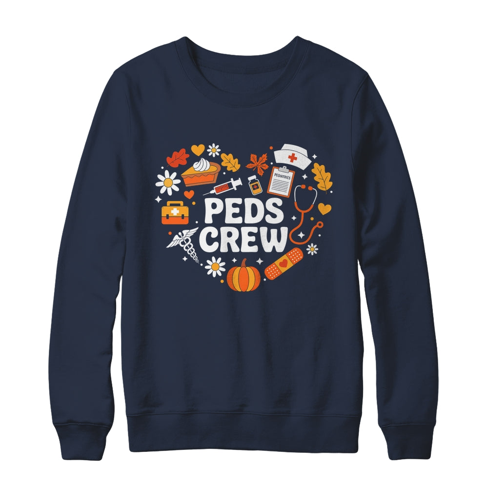 PEDS Crew Nurse Fall Heart Pediatric Pumpkin Thanksgiving Shirt & Sweatshirt | siriusteestore