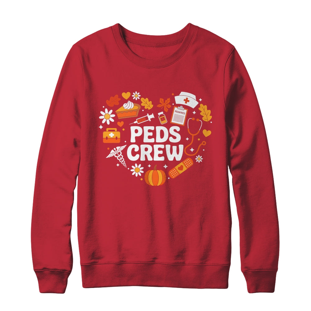 PEDS Crew Nurse Fall Heart Pediatric Pumpkin Thanksgiving Shirt & Sweatshirt | siriusteestore