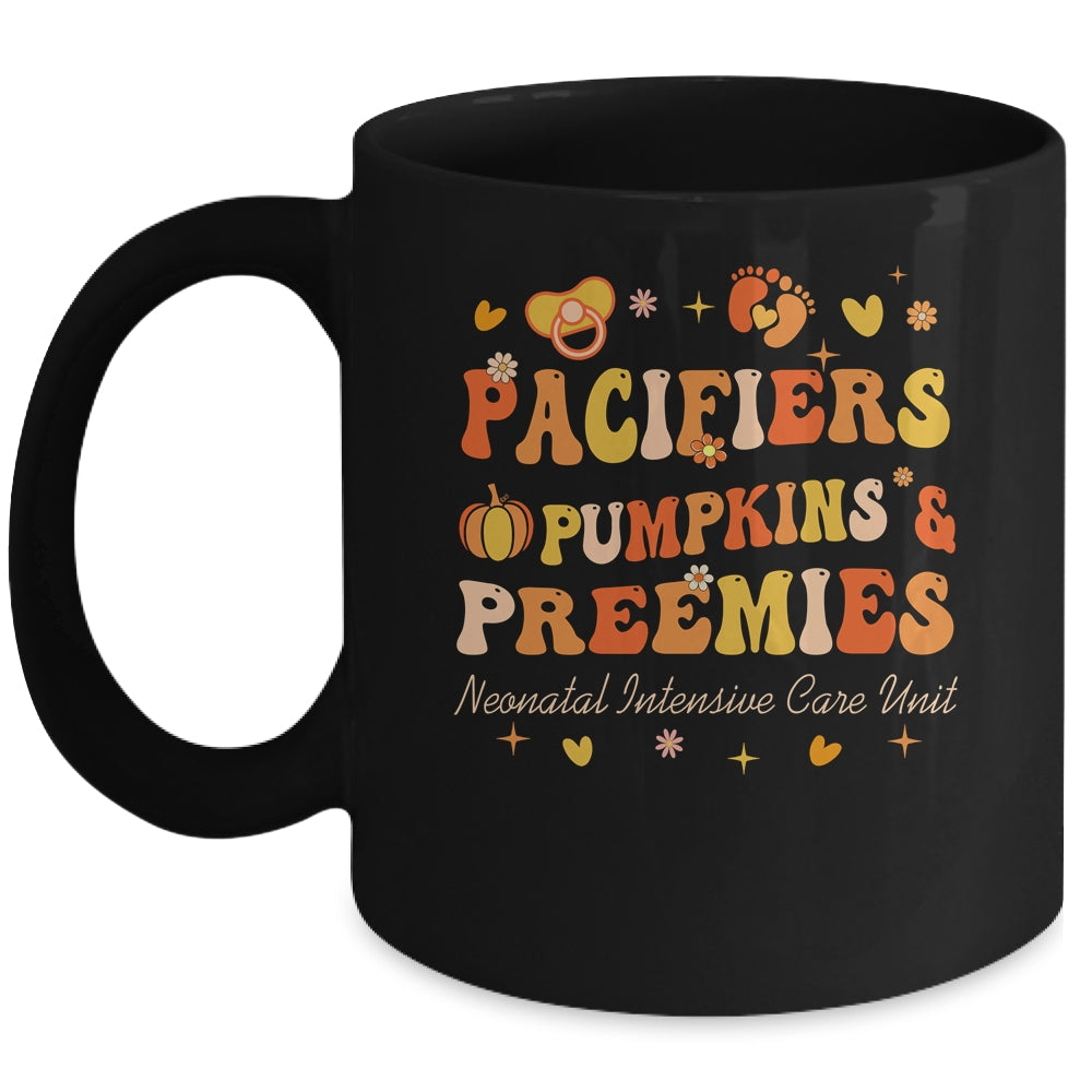 Pacifiers Pumpkins And Preemies Fall NICU Nurse Thanksgiving Mug | siriusteestore