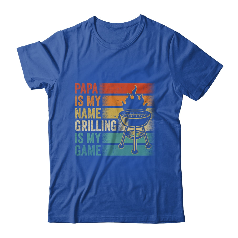 Papa Is My Name Grilling Is My Game BBQ Fathers Day Vintage Shirt & Hoodie | siriusteestore