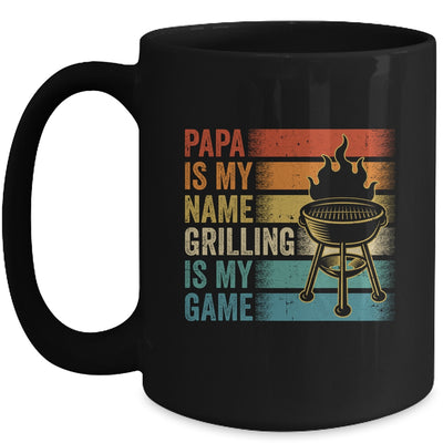 Papa Is My Name Grilling Is My Game BBQ Fathers Day Vintage Mug | siriusteestore