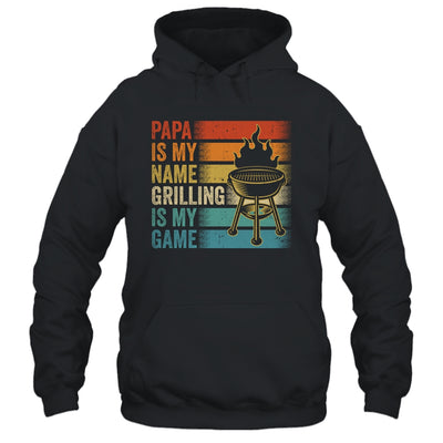 Papa Is My Name Grilling Is My Game BBQ Fathers Day Vintage Shirt & Hoodie | siriusteestore