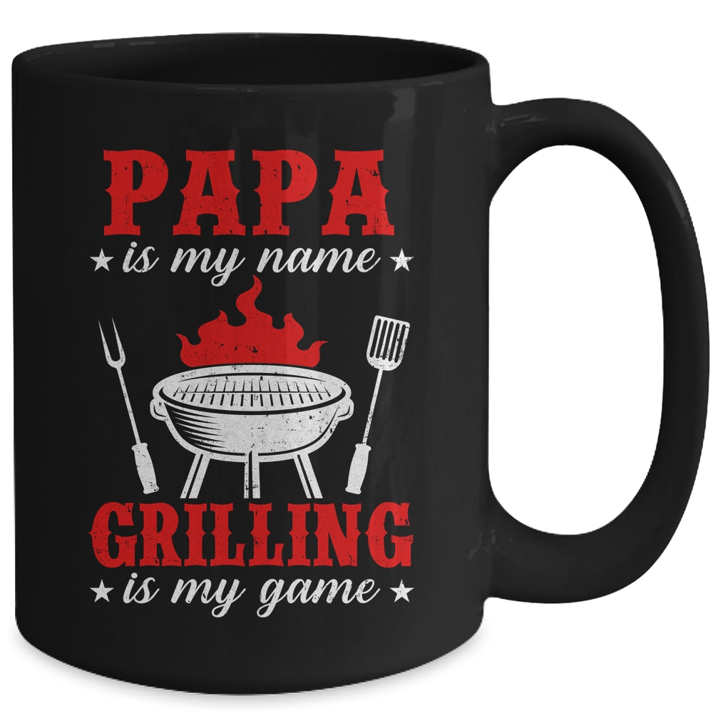 Papa Is My Name Grilling Is My Game Funny Smoker Dad Papa Mug | siriusteestore