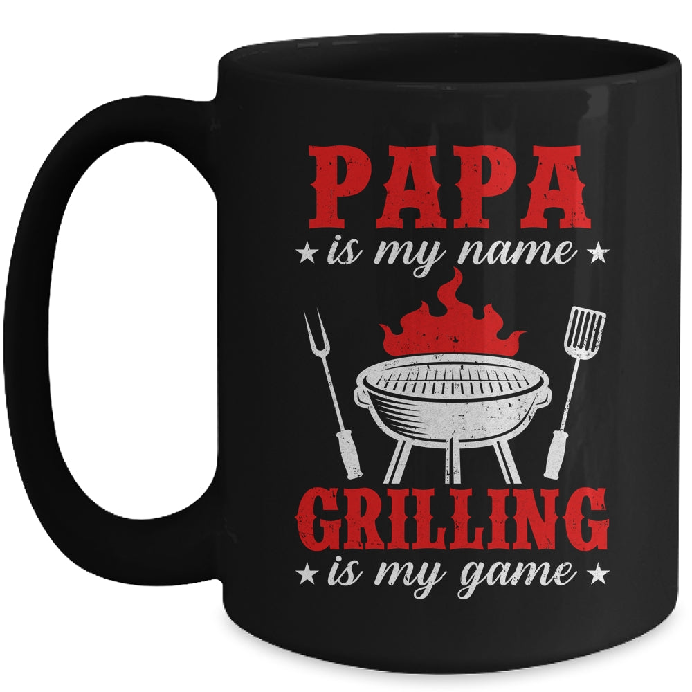 Papa Is My Name Grilling Is My Game Funny Smoker Dad Papa Mug | siriusteestore
