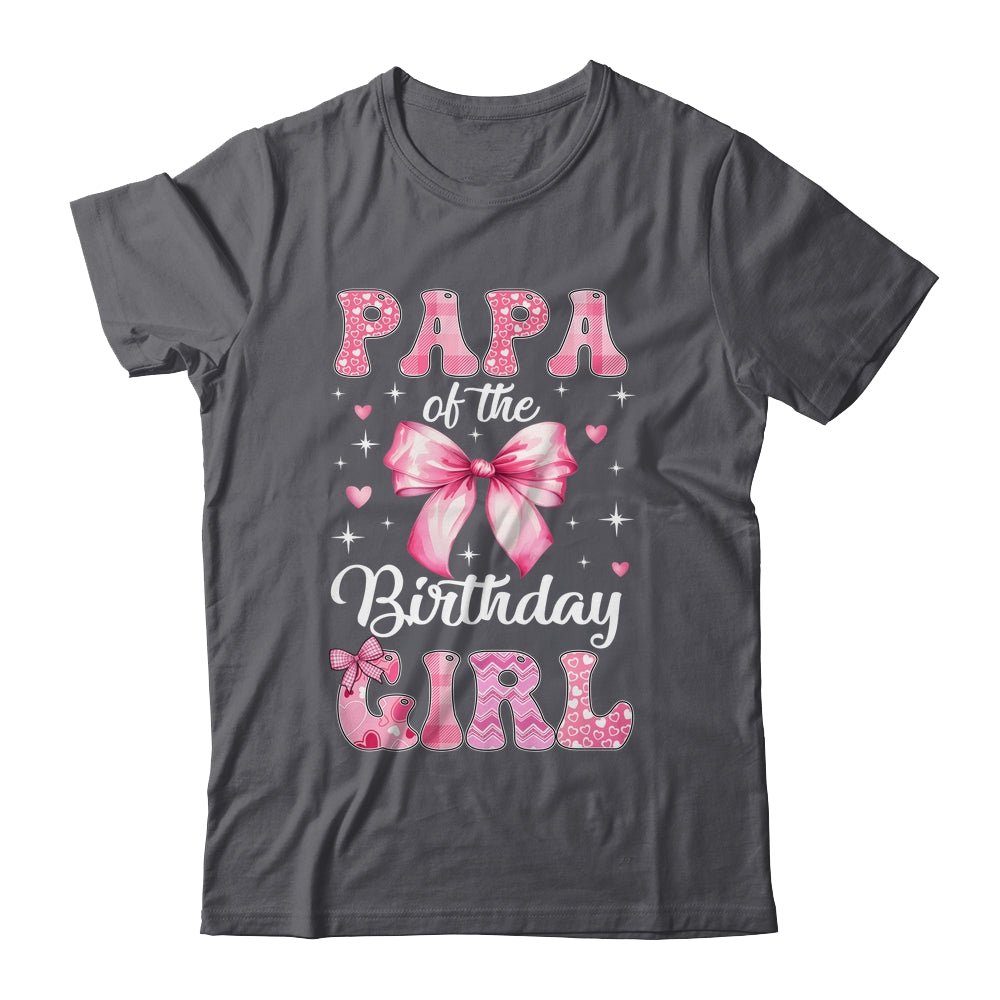 Papa Of Birthday Girl Coquette Bow Matching Family Shirt & Hoodie | siriusteestore