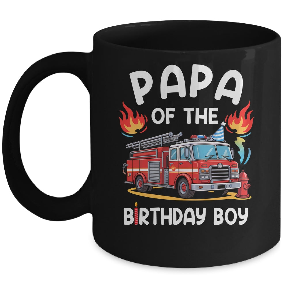 Papa Of The Birthday Boy Fire Truck Firefighter 1st Party Mug | siriusteestore