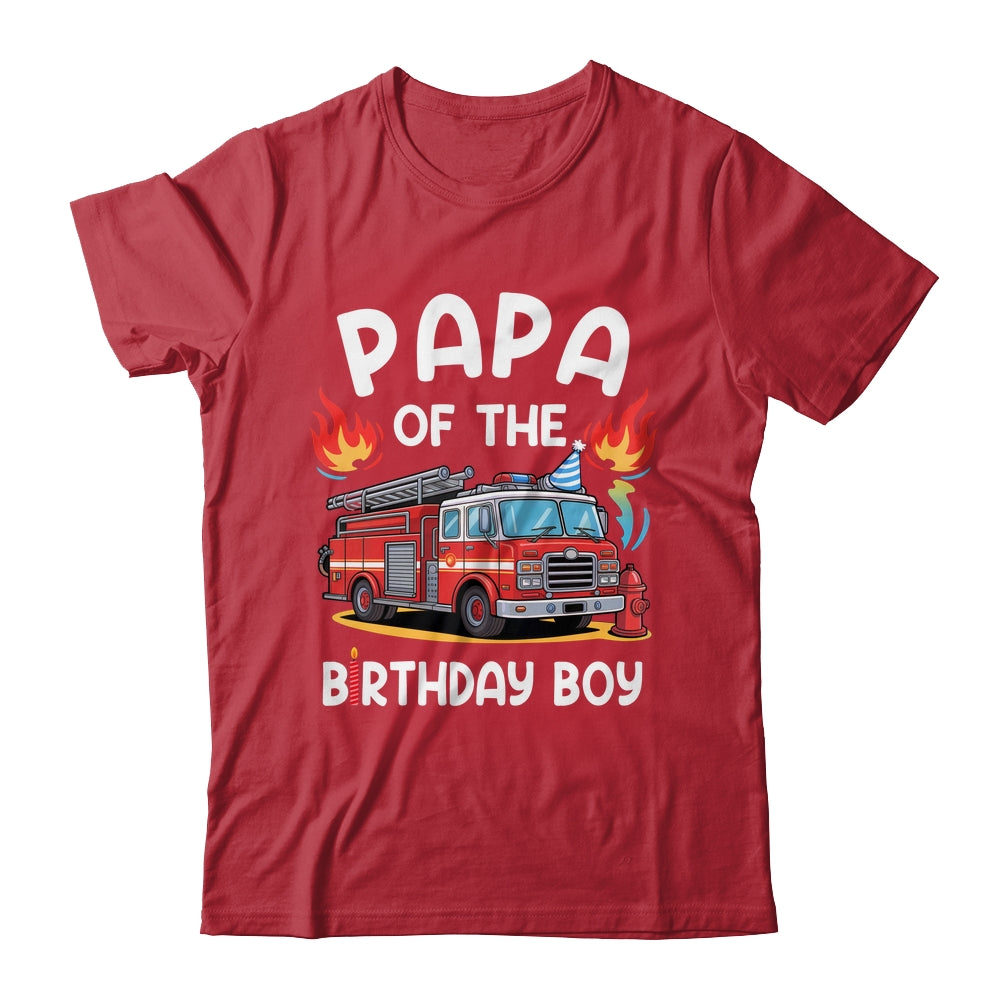 Papa Of The Birthday Boy Fire Truck Firefighter 1st Party Shirt & Hoodie | siriusteestore