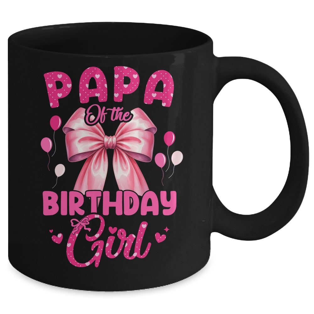 Papa Of The Birthday Girl Coquette Bow Matching Family Mug | siriusteestore