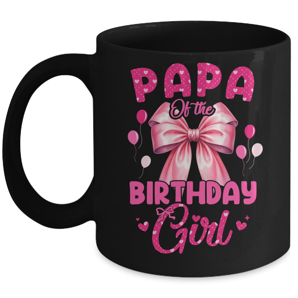 Papa Of The Birthday Girl Coquette Bow Matching Family Mug | siriusteestore