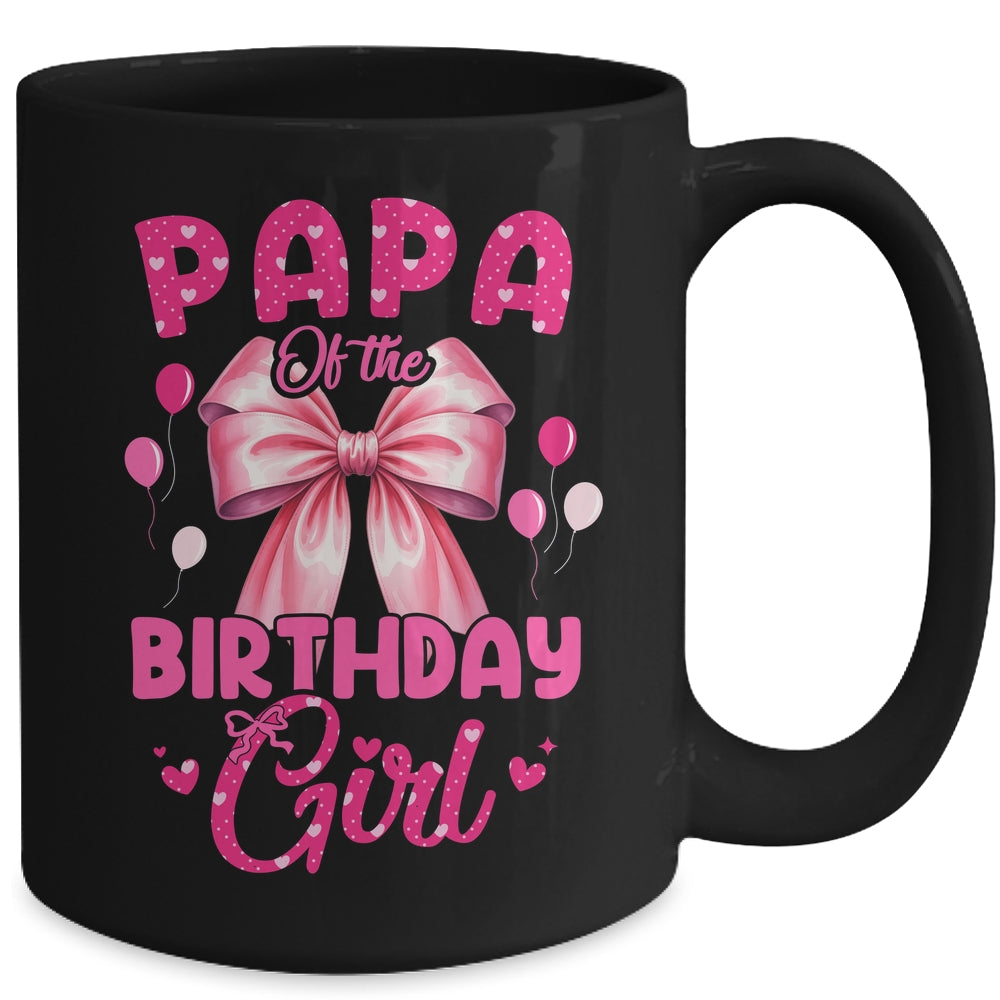 Papa Of The Birthday Girl Coquette Bow Matching Family Mug | siriusteestore