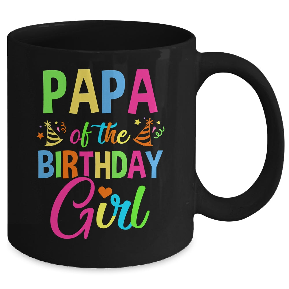 Papa Of The Birthday Girl Glows Retro 80's Party Family Mug | siriusteestore