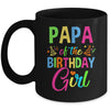 Papa Of The Birthday Girl Glows Retro 80's Party Family Mug | siriusteestore