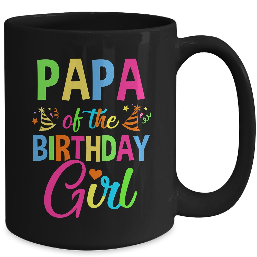 Papa Of The Birthday Girl Glows Retro 80's Party Family Mug | siriusteestore