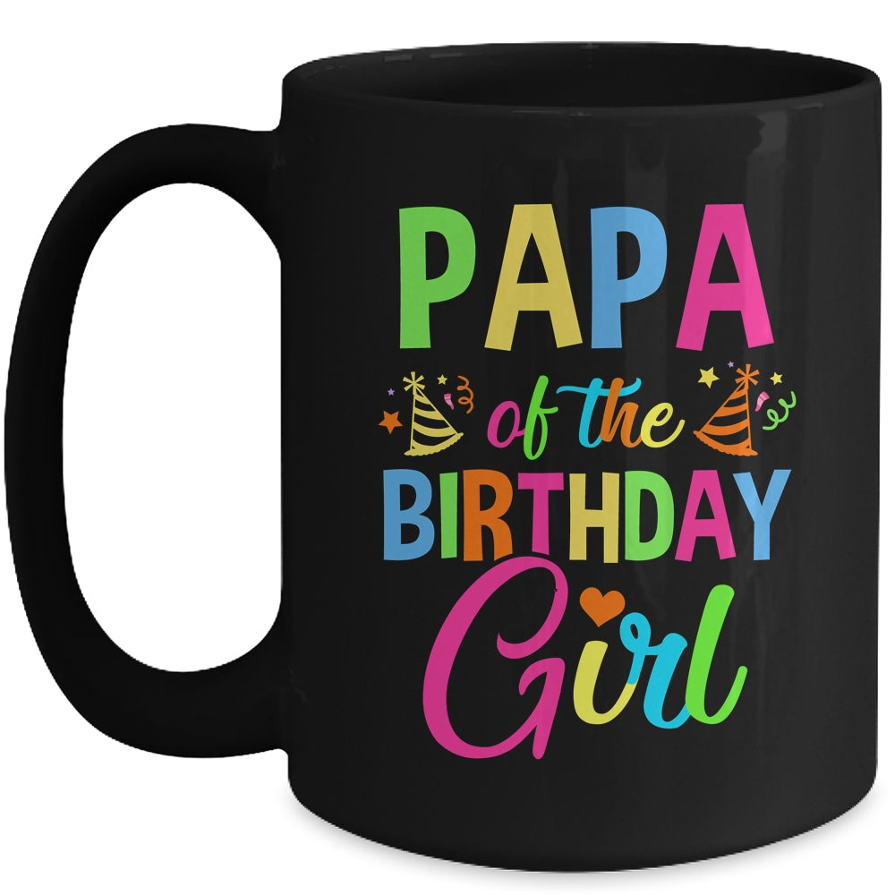 Papa Of The Birthday Girl Glows Retro 80's Party Family Mug | siriusteestore