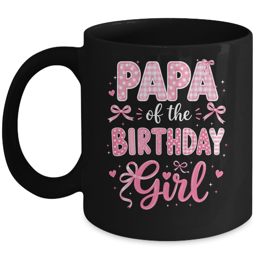 Papa Of The Birthday Girl Matching Pink Coquette Bow Mug | siriusteestore