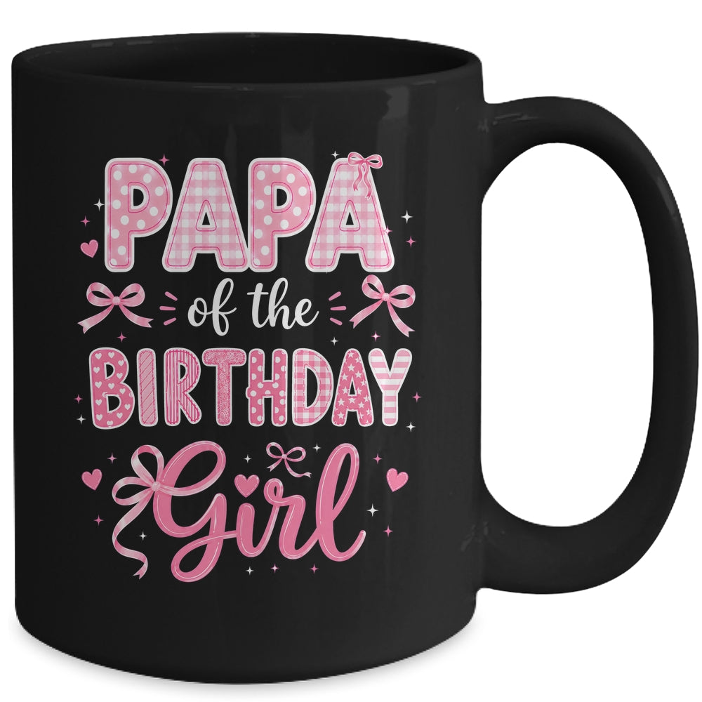 Papa Of The Birthday Girl Matching Pink Coquette Bow Mug | siriusteestore