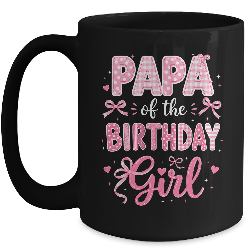 Papa Of The Birthday Girl Matching Pink Coquette Bow Mug | siriusteestore