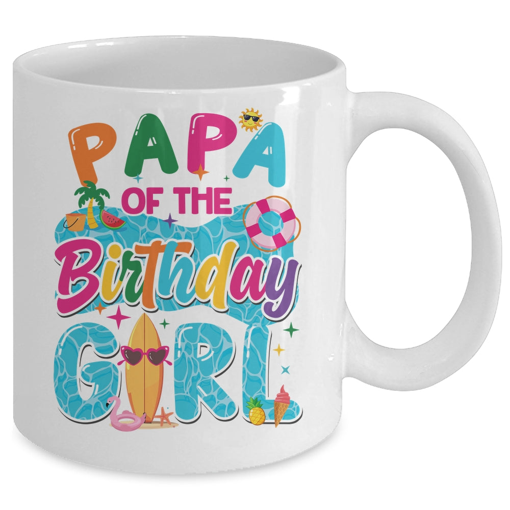 Papa Of The Birthday Girl Pool Party Beach Family Matching Mug | siriusteestore