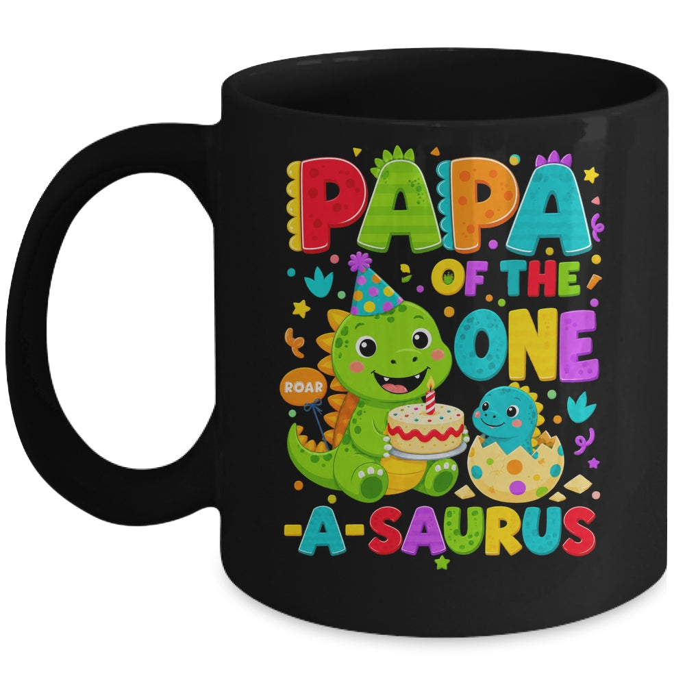 Papa Of The One-A-Saurus 1St Birthday Boy T-Rex Dinosaur Mug | siriusteestore