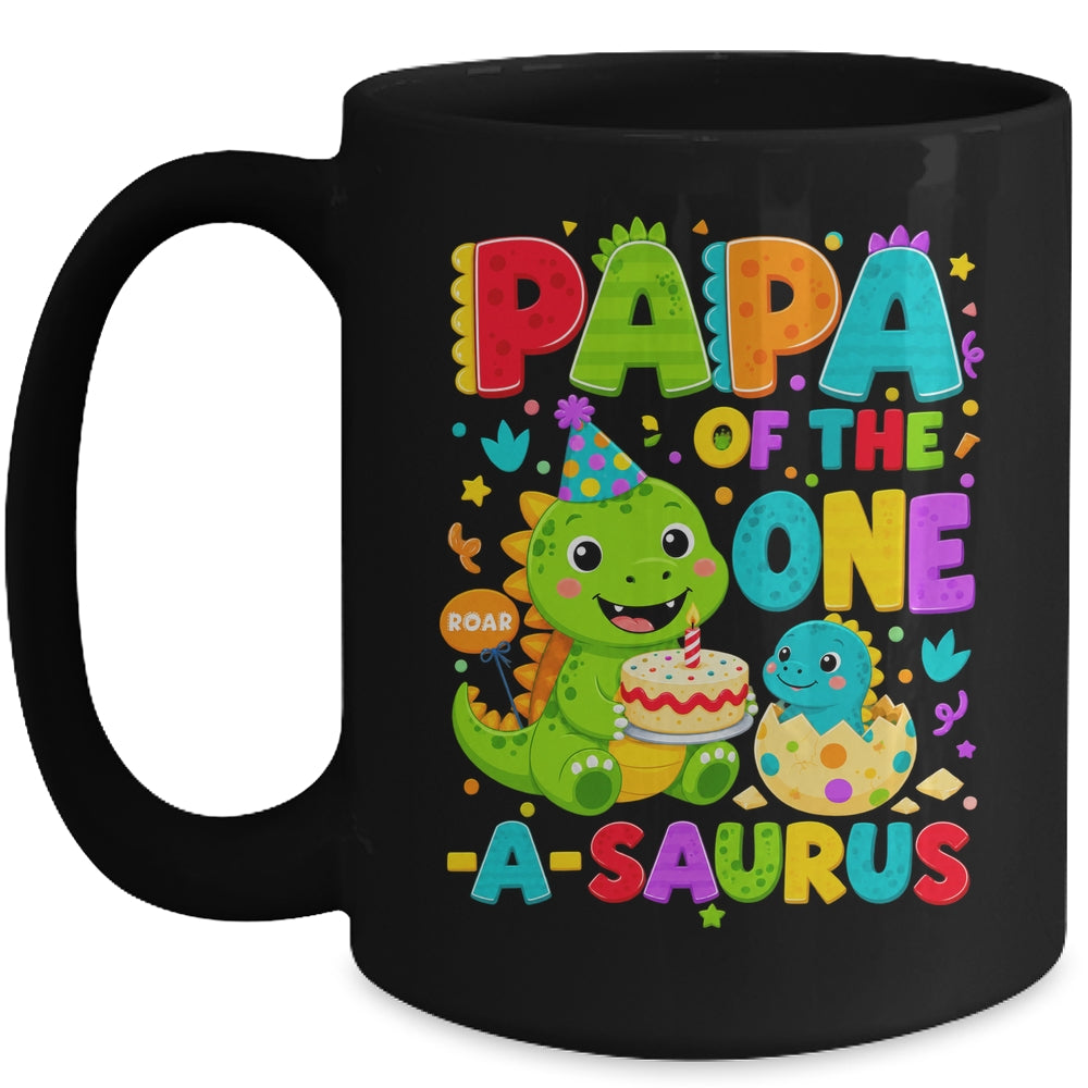 Papa Of The One-A-Saurus 1St Birthday Boy T-Rex Dinosaur Mug | siriusteestore