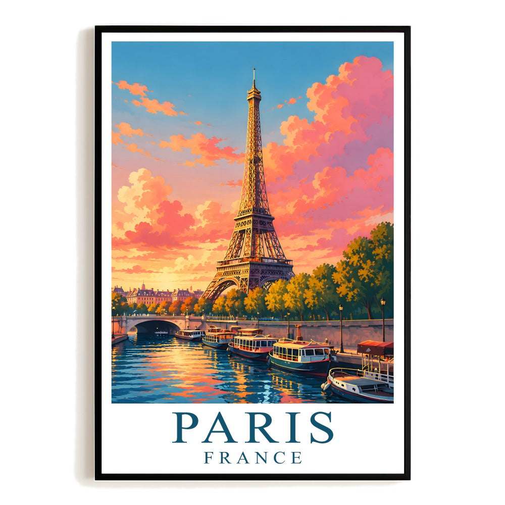 Paris France Eiffel Tower Travel Gifts Poster Vintage Wall Art Painting Ideal Decor Landscape Print Ideal For Family Home Living Room Office Bedroom Decor Unframed | siriusteestore