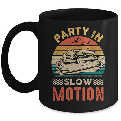 Party In Slow Motion Pontoon Boat Pontooning Boating Retro Mug | siriusteestore