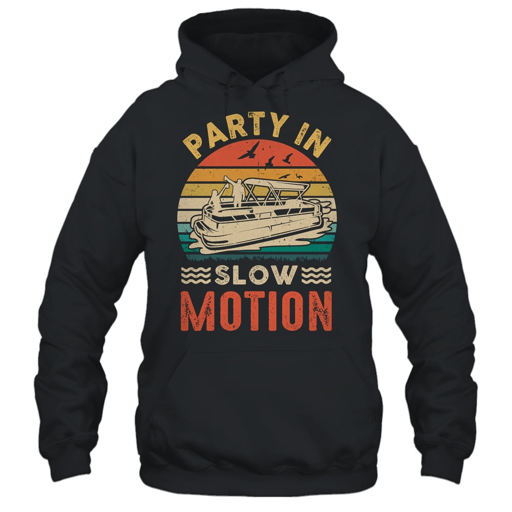 Party In Slow Motion Pontoon Boat Pontooning Boating Retro Shirt & Tank Top | siriusteestore