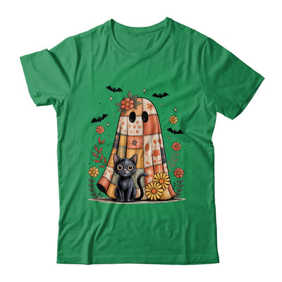 Patchwork Halloween Ghost And Cat Png Retro Spooky Floral Shirt & Sweatshirt | siriusteestore