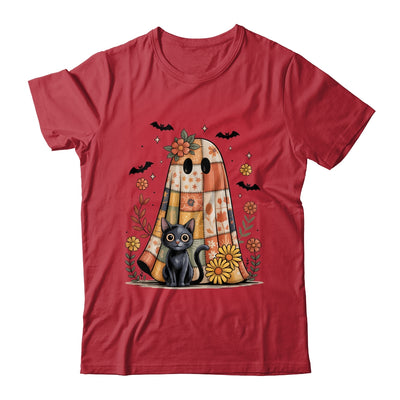 Patchwork Halloween Ghost And Cat Png Retro Spooky Floral Shirt & Sweatshirt | siriusteestore