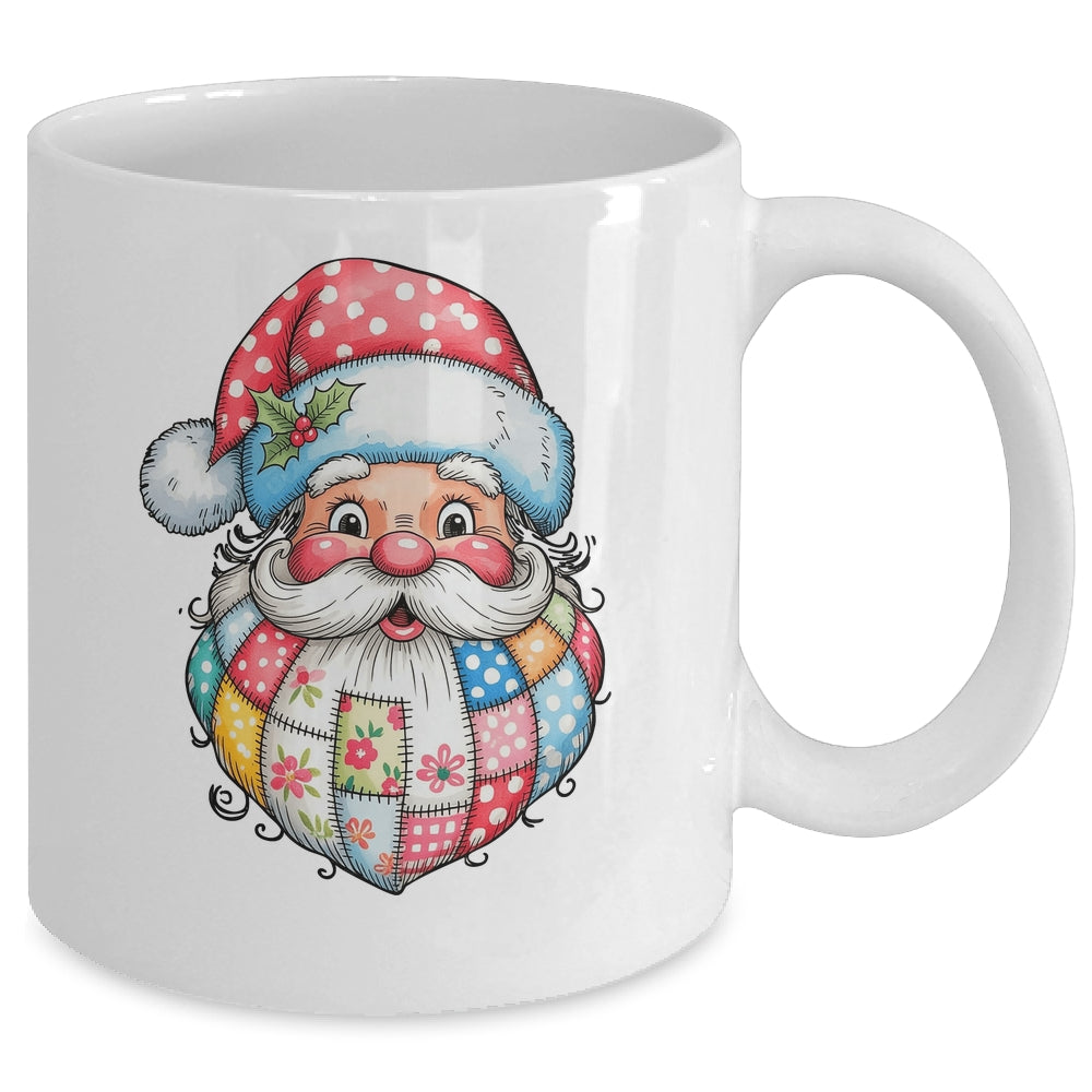 Patchwork Santa Claus Merry Christmas Retro Santa Preppy Mug | siriusteestore