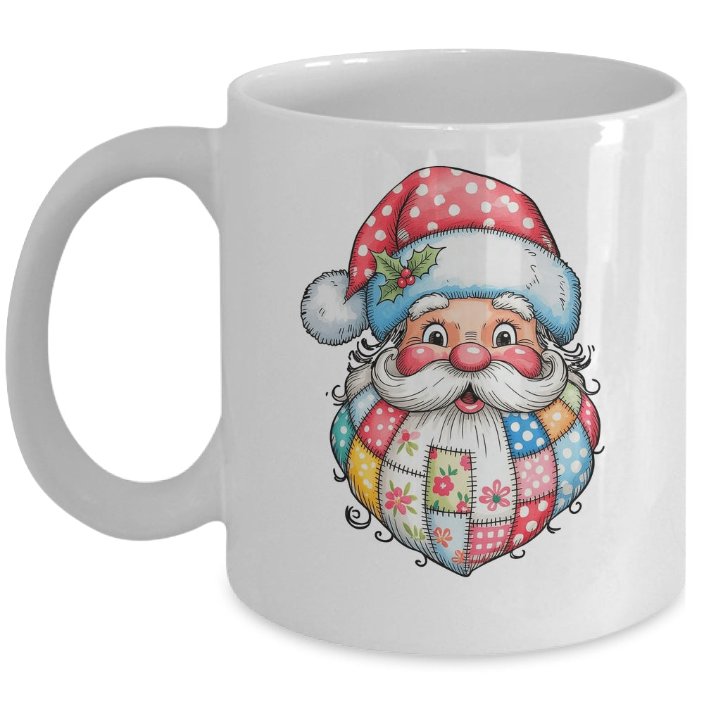 Patchwork Santa Claus Merry Christmas Retro Santa Preppy Mug | siriusteestore