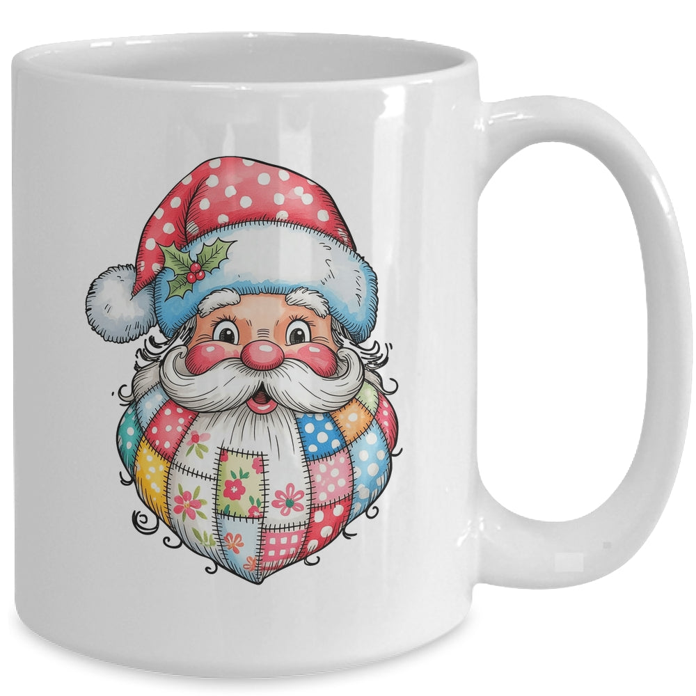 Patchwork Santa Claus Merry Christmas Retro Santa Preppy Mug | siriusteestore