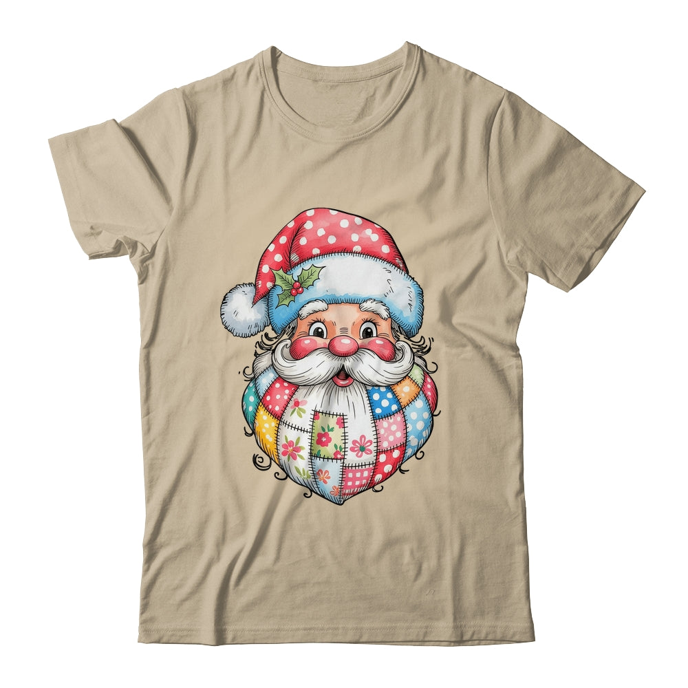 Patchwork Santa Claus Merry Christmas Retro Santa Preppy Shirt & Sweatshirt | siriusteestore