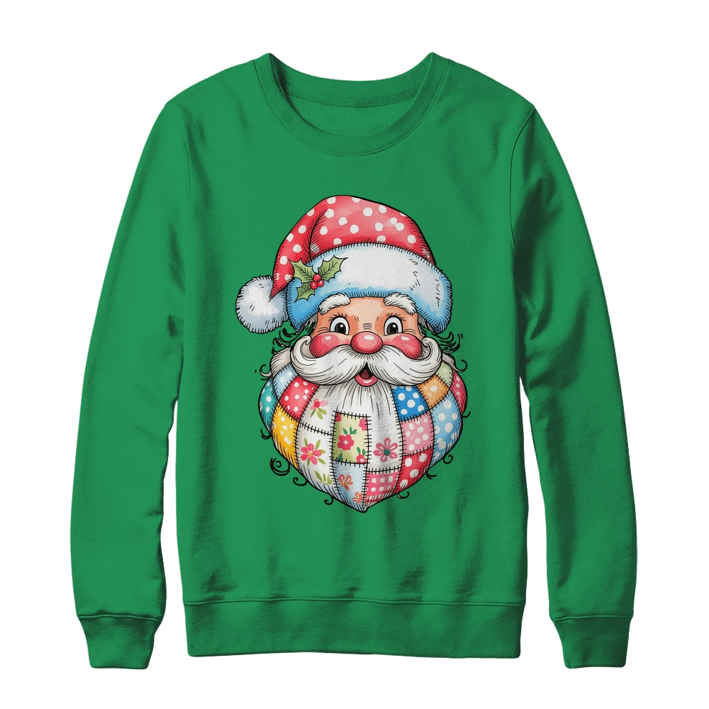 Patchwork Santa Claus Merry Christmas Retro Santa Preppy Shirt & Sweatshirt | siriusteestore