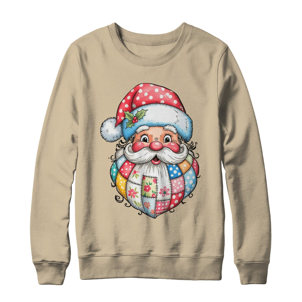 Patchwork Santa Claus Merry Christmas Retro Santa Preppy Shirt & Sweatshirt | siriusteestore