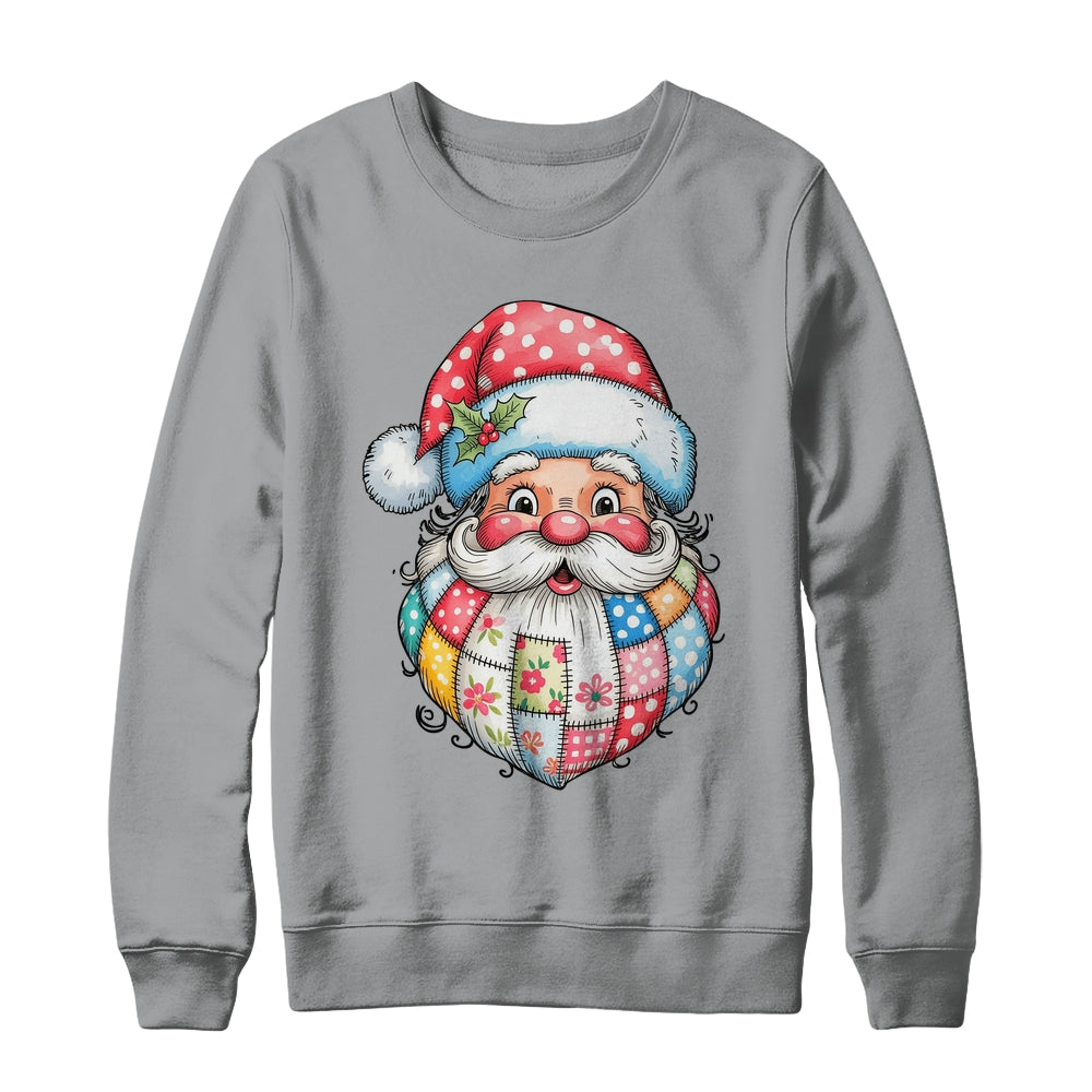Patchwork Santa Claus Merry Christmas Retro Santa Preppy Shirt & Sweatshirt | siriusteestore