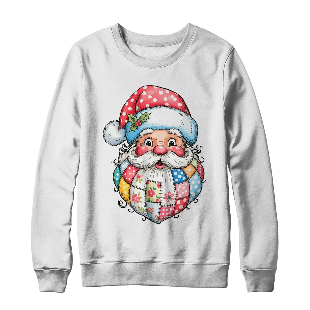 Patchwork Santa Claus Merry Christmas Retro Santa Preppy Shirt & Sweatshirt | siriusteestore