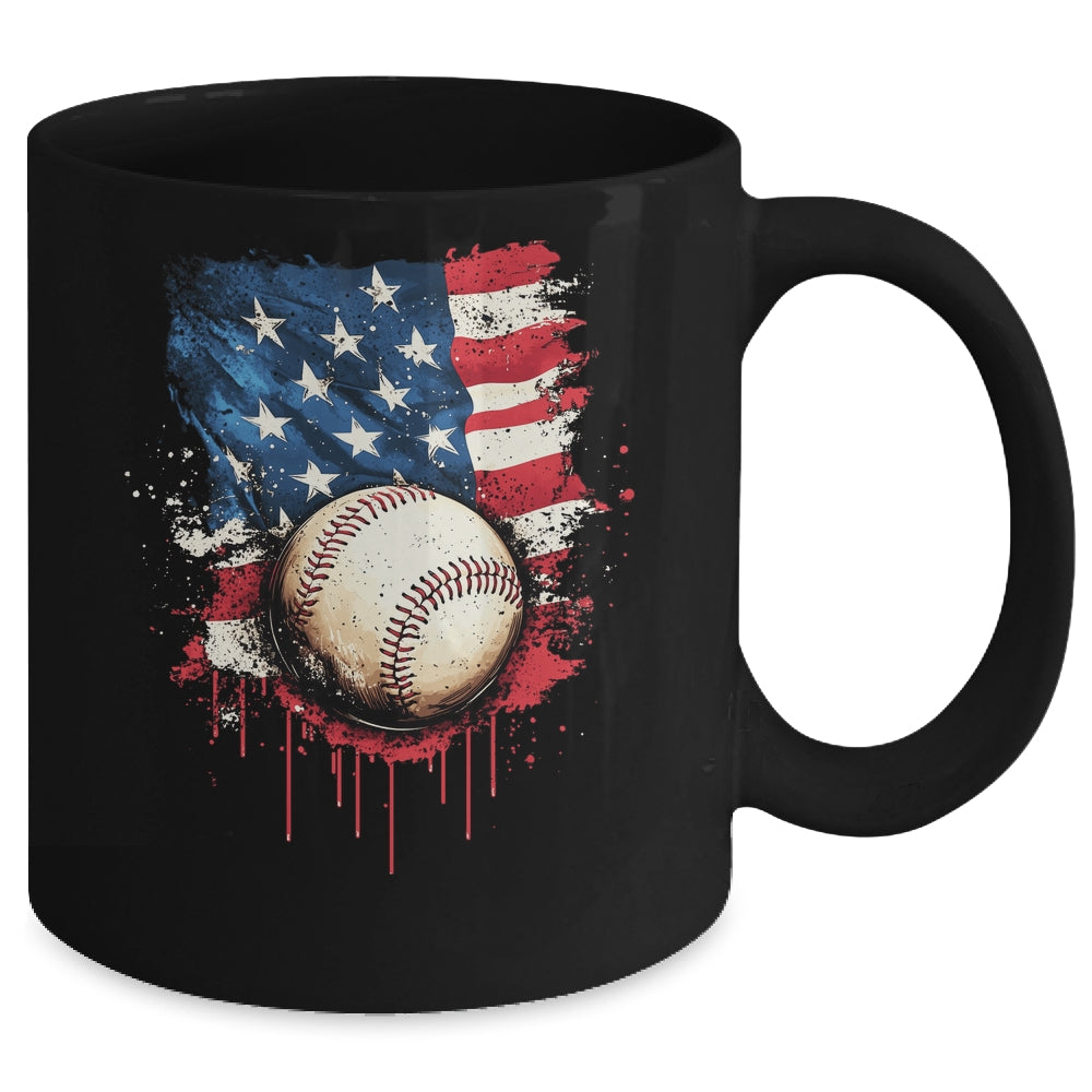 Patriotic Baseball 4th Of July Men Boys USA American Flag Mug | siriusteestore