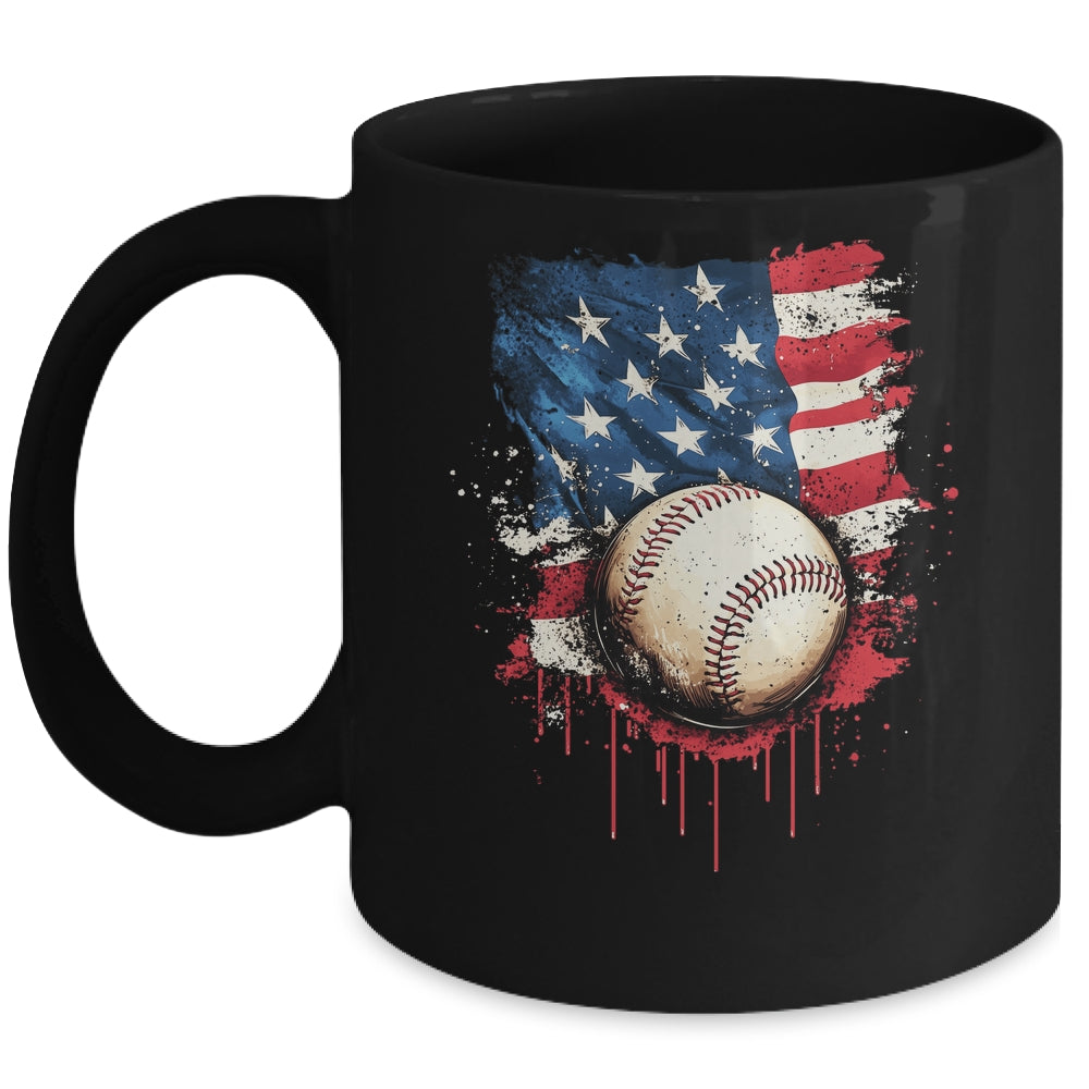 Patriotic Baseball 4th Of July Men Boys USA American Flag Mug | siriusteestore